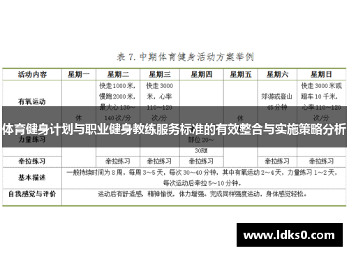 体育健身计划与职业健身教练服务标准的有效整合与实施策略分析